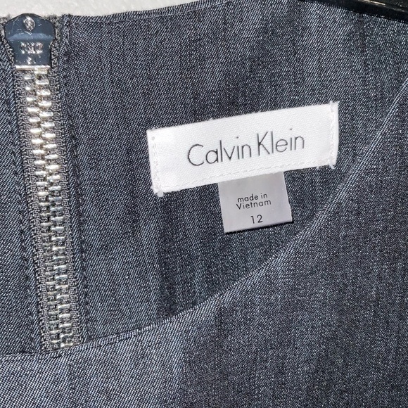 Calvin Klein Stretch Denim Look Sleeveless Sheath Midi Dress Size 12 - Picture 4 of 7